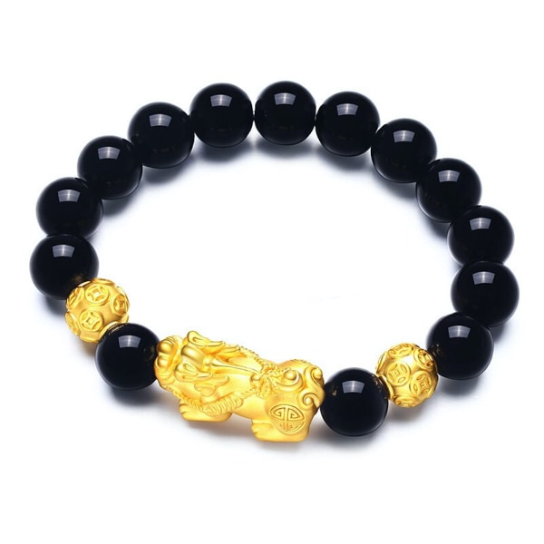 Armband Natural Obsidian Vietnam Sand Guld Pixiu Armband Beads Black Agate Armband