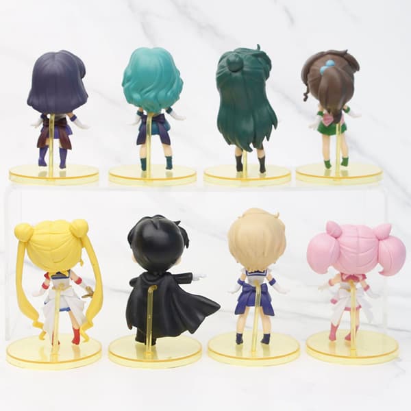 8 st Sailors Moons Chibi-figurer PVC Anime Samlarobjekt Display Set 9 cm Höga