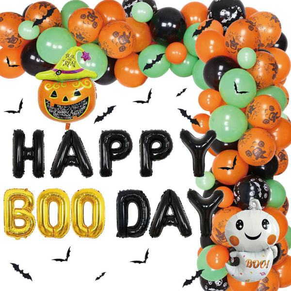 Happy Boo Day Halloween Ballonger Arch Garland Kit Latex Ballong Set Party Dekoration