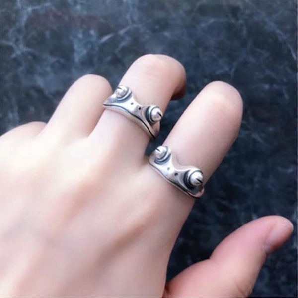 6st Retro Ringar Set Frog Peacock Heart Snake Justerbar Finger Ring