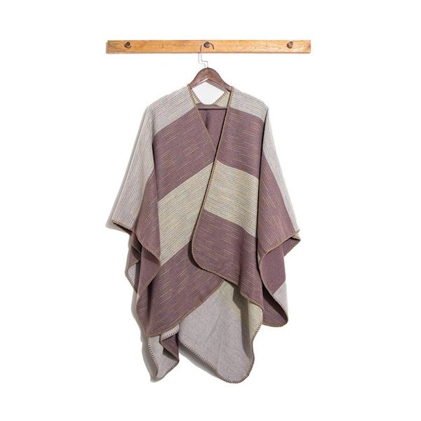 Dam Stripes Poncho Lösa Sjalar Varm filt för Dam