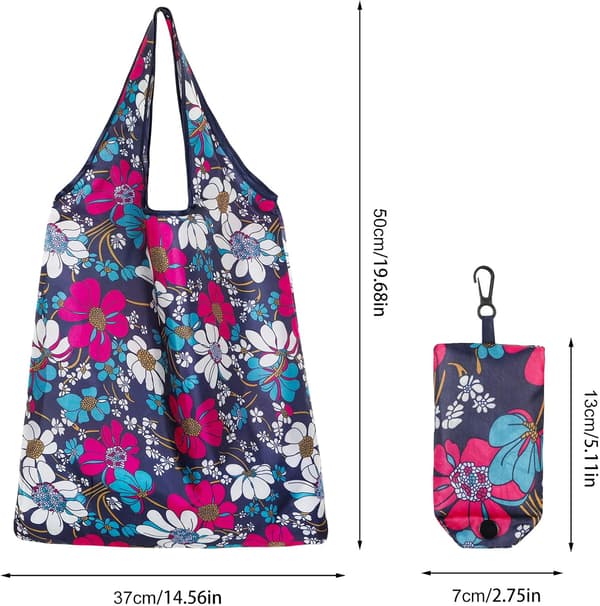 4 st hopfällbara shoppingväskor, återanvändbara tygkassar i polyester, vattentät design