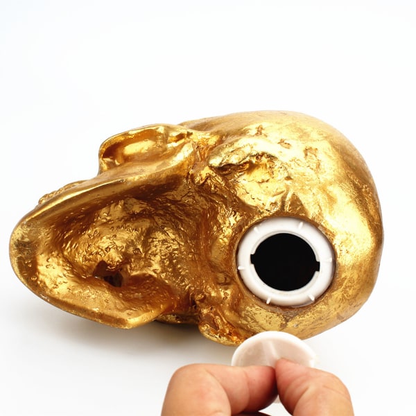 Skull Coin Bank Parvenu Gold Bones Resin Craft Spargris Pengaburk för pojkar Flickor Spara pengar Kontanter