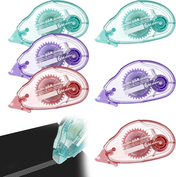 6-pack limroller, dubbelsidig hantverksdispenser för scrapbooking