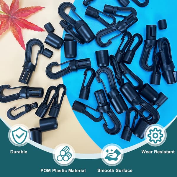 40 stk. elastiksnor-endekroge, 5 mm 8 mm 10 mm plastikkroge til elastiksnore