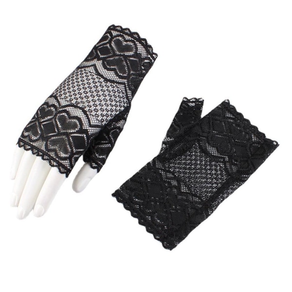 Damhandskar Elastic Performance Fingerless Gothic Short Gloves Black