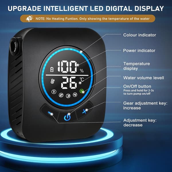 Bärbar campingdusch 8000mAh pump med 20L hink och LED-display