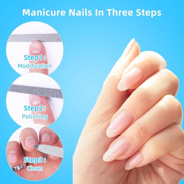 6-pak neglefile i rustfrit stål, dobbeltsidede manicure- og pedicureværktøjer