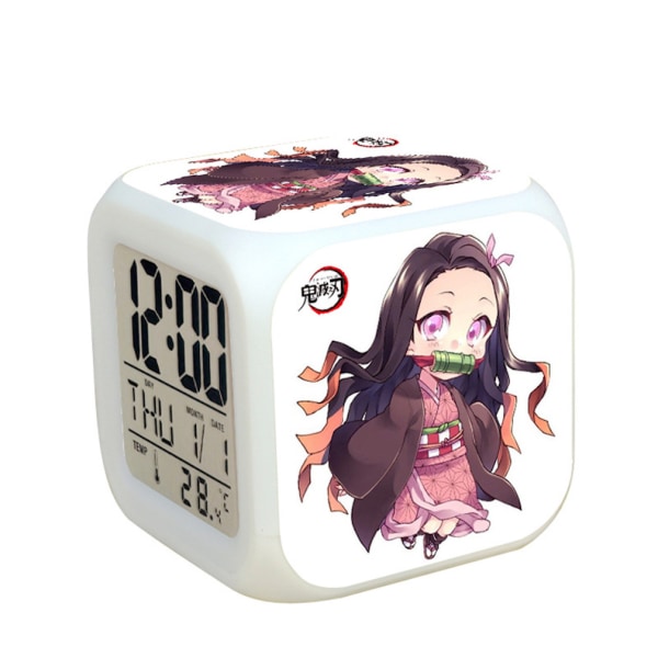 LED-väckarklocka Demon Slayer 7 färgskiftande digital med termometer