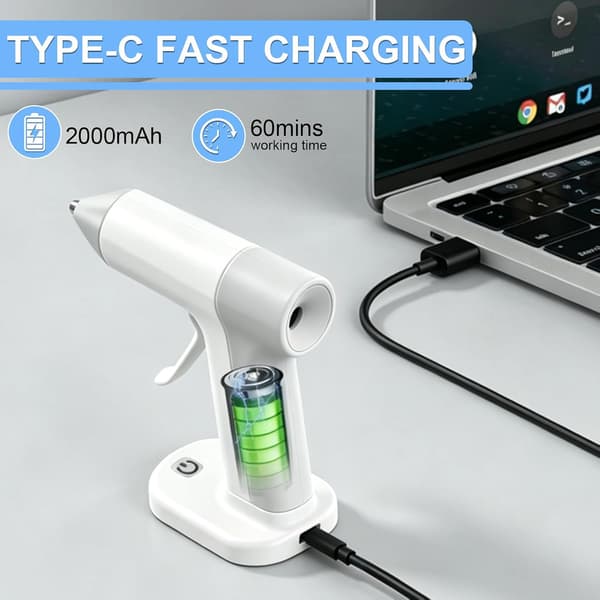 Sladdlös minilimpen med 20 limstift, USB-C snabbuppvärmningskit
