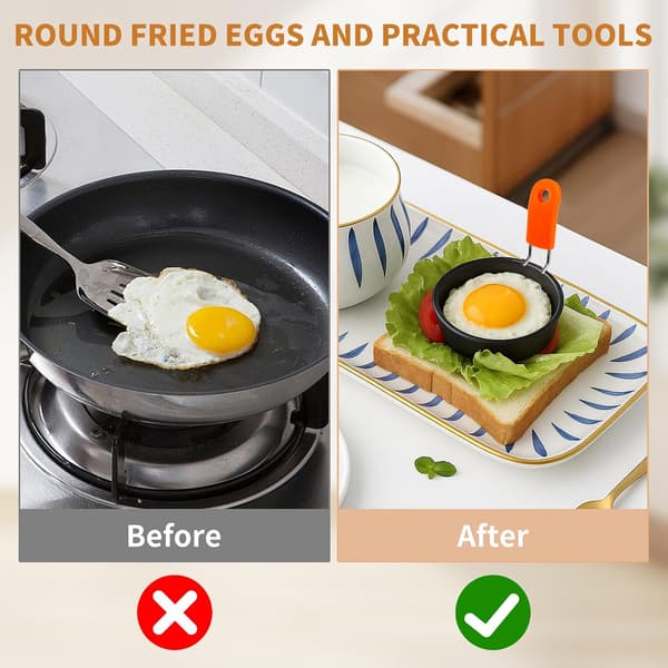 2-pakning eggeformer i rustfritt stål, non-stick former med sammenleggbare håndtak