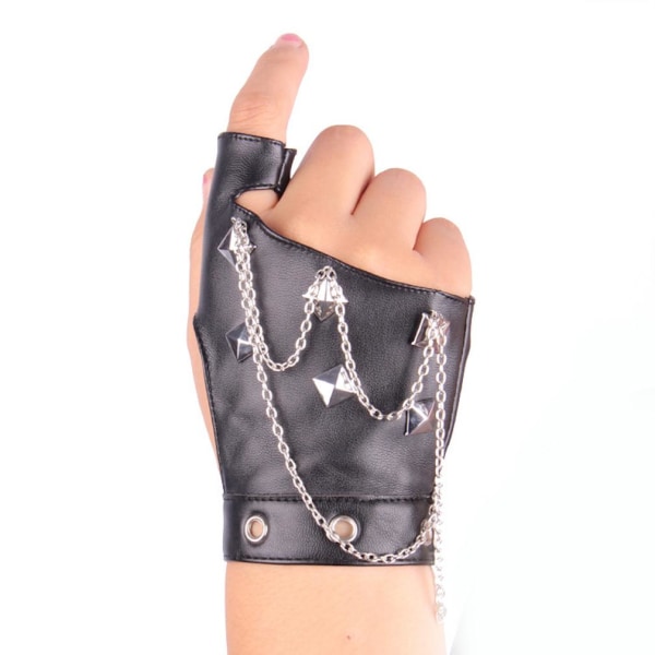 Shiny Gloves Clubwear Hiphop Lädernit Korta handskar Silver