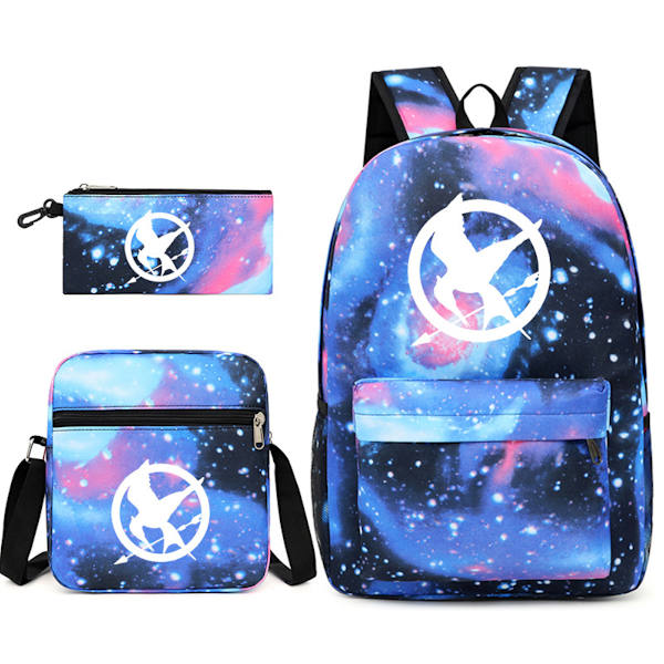 3st/ set Hunger Games Printed set med axelväska Case Skolväska Resor Dagsväska Lättviktsbokväskor