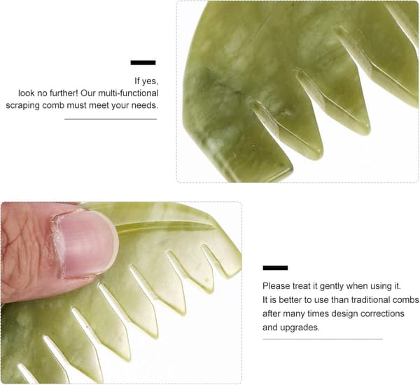 Jade-hårkam til hovedbundsmassage, Gua Sha-skraber til hoved og nakke