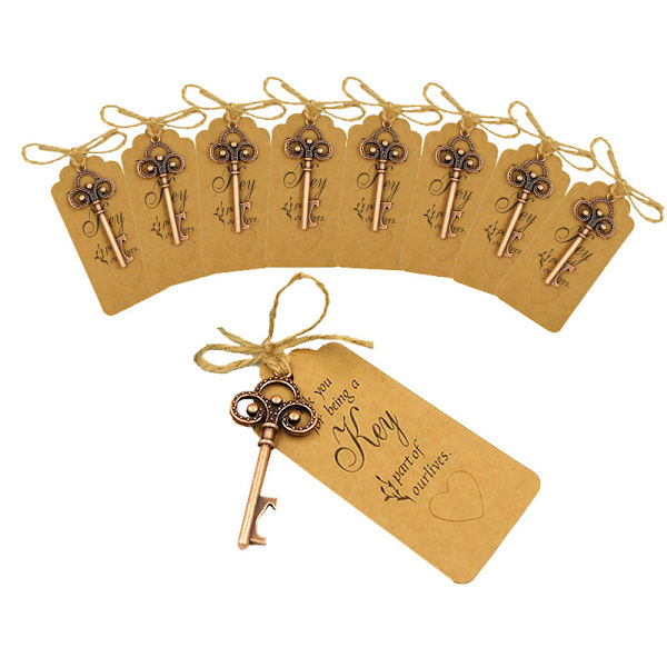 10 st nyckelbröllopsfavoriter Flasköppnare Set