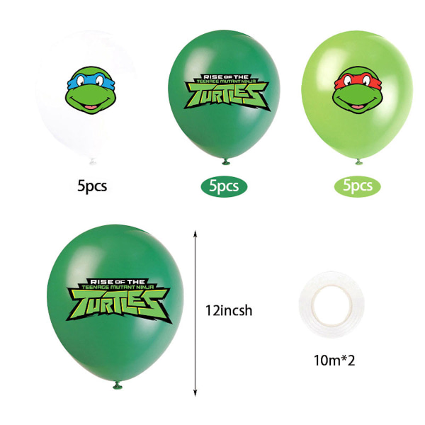 Ninjia Turtle Grattis på födelsedagen Ballong Set Latex Ballonger Party Dekoration Kit