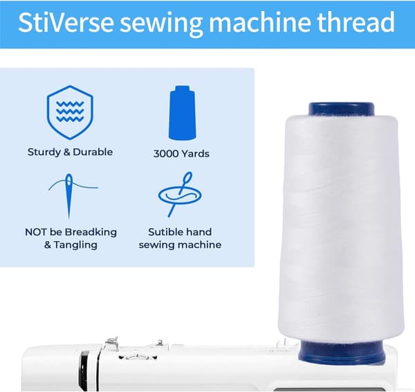 3-pakning hvite overlocktrådkoner 3000 yards 40S/2 polyester sytråd