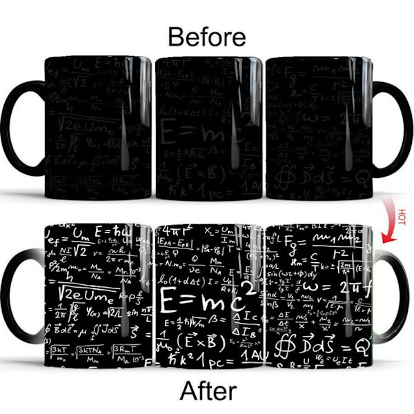 Fysisk matematik Formel Färgförändringsmugg Keramisk kaffemugg Thermal tekopp Nyhetspresent