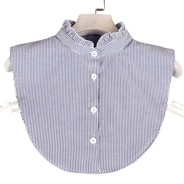 Blue Stripes Stand Up Avtagbar blus Fake Collar Bomull False Collar