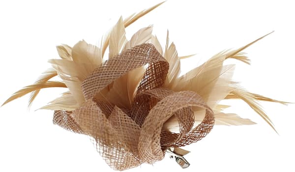 Blomstret fjer-fascinator med hårklemme og brochenål til bryllupper og teselskaber
