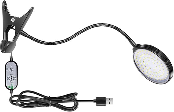 156 LED fuldspektret vækstlys med klemme, 5 niveauer og 12-timers timer