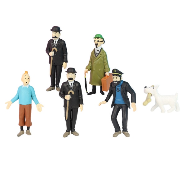 6 st/lote Tintin As Aventuras de Tintins Figura Anime Brinquedos Modeller 3-9cm
