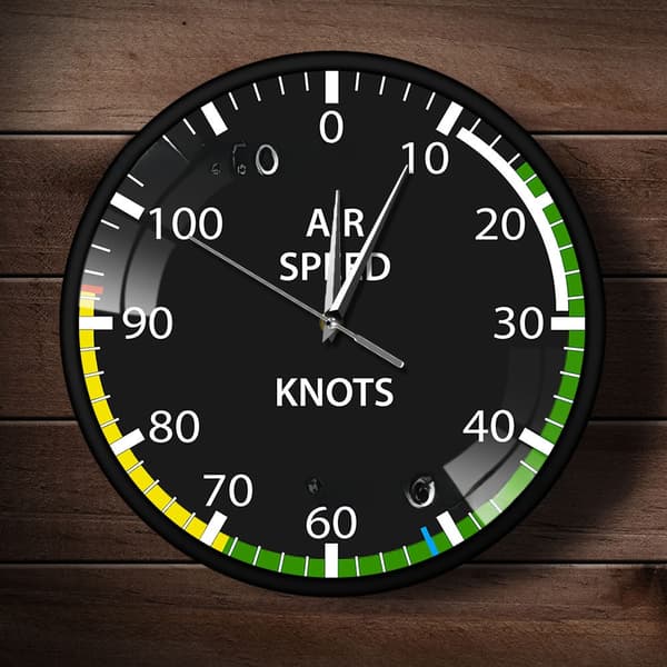 Airspeed väggklocka, 12 tums akryl flyginstrument cockpit väggdekoration