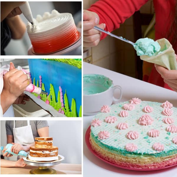 16-delt sprøytepose- og tyllsett, gjenbrukbart kakesprøytesett for kakepynting