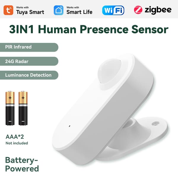 Tuya Zigbee 3.0 PIR 24G Radar Sensor til menneskelig tilstedeværelse, batteridrevet smart