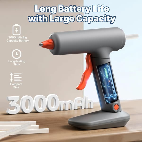 3000mAh trådløs limpistol med 40 limstifter, USB-oppladbart sett