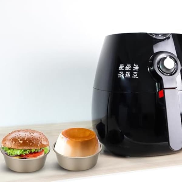4 stk. Airfryer æggeforme, 4-tommer non-stick runde bageforme i kulstofstål
