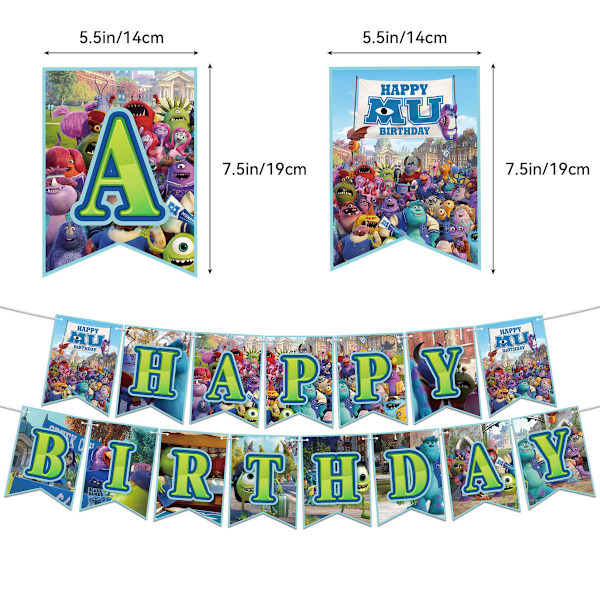 Monster University Grattis på födelsedagen Ballong Set Latex Ballonger Party Dekoration Kit