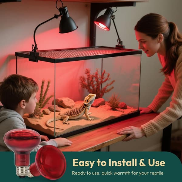 2-pack 100W infraröda värmelampor för reptiler, E27 röda värmelampor