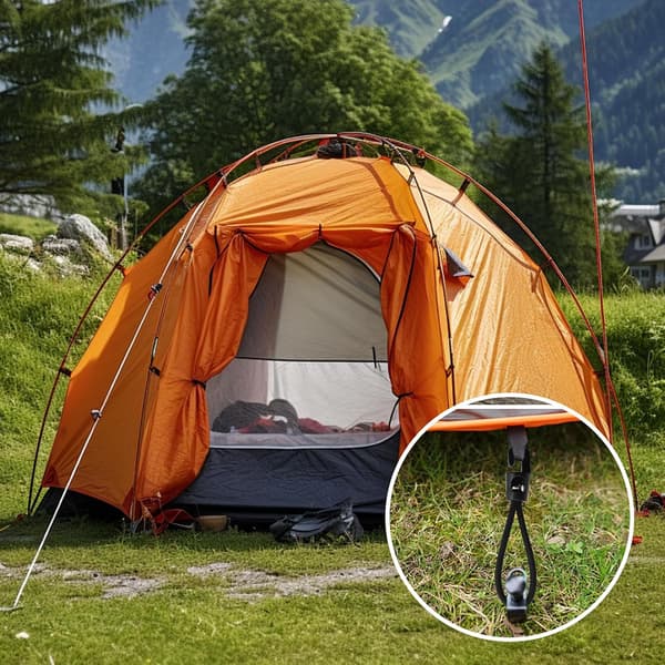 25 stk. 10 cm strikk med kroker, elastiske strammere for presenninger og camping