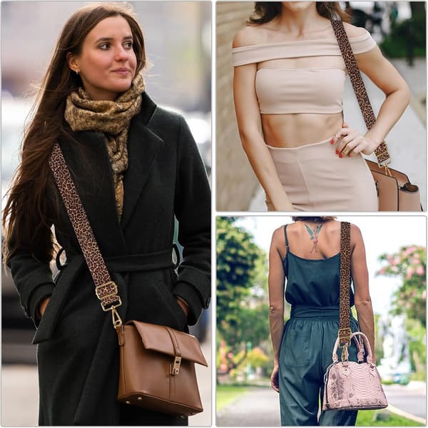 Väskrem med leopardmönster, justerbar bred axelrem för crossbody-väskor