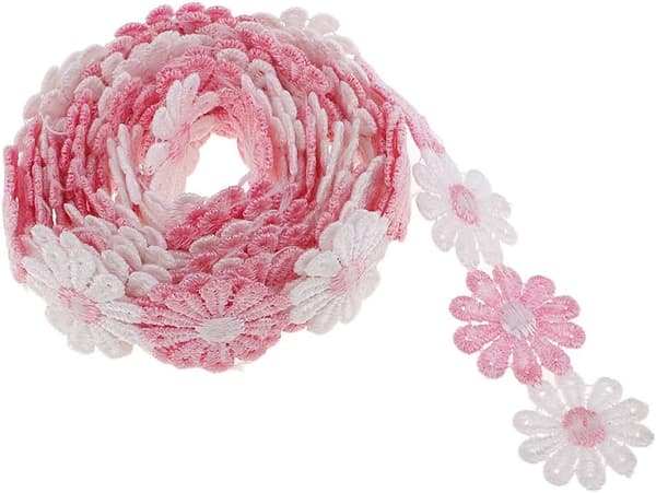 Tusindfryd Blomster Blondebånd 3 Yards x 2,5 cm Broderet Bånd til DIY Syning