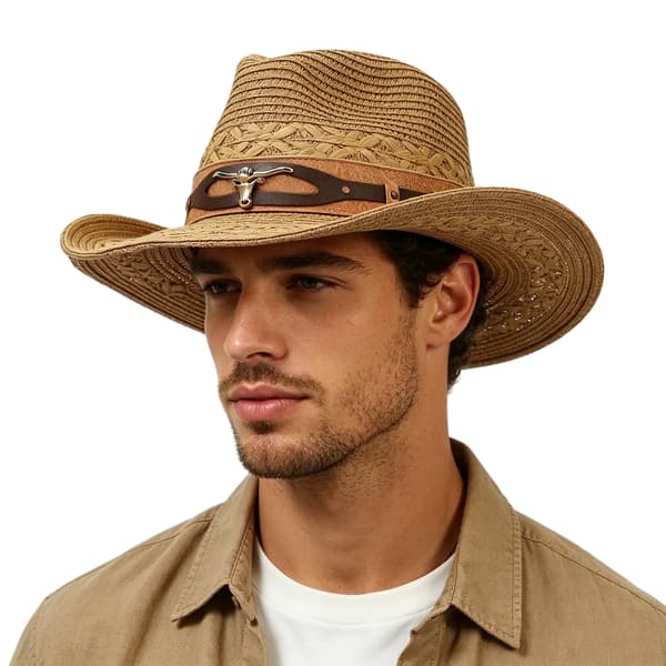 Western Strå Cowboyhat Bred Skygge Solhat til Mænd Kvinder