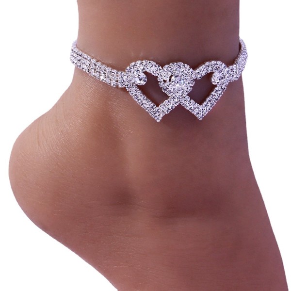Heart Shape Rhinestone Anklet Armband Foot Chain for Women Girls