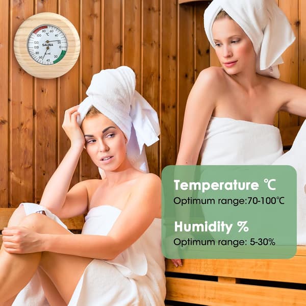 Sauna-termometer og hygrometer i træ, 2-i-1 temperatur- og fugtighedsmåler