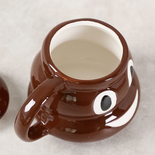Poop Shape Cup med lock Keramisk kaffemugg Tekopp Nyhetspresent