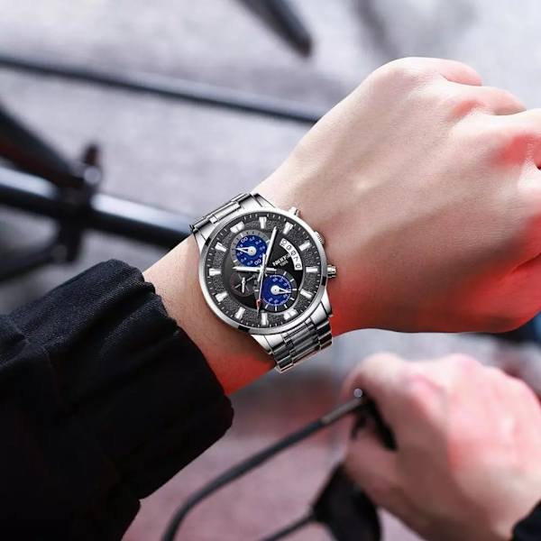 Herr Quartz Watch Luminous Watch med Date Waterproof Multi Dial