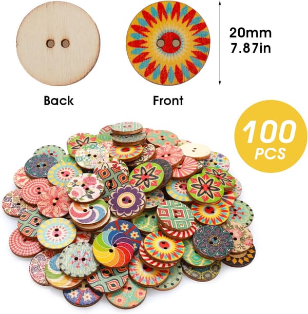 100 stk. 20 mm træknapper, vintage blomstrede knapper til syning og DIY-projekter