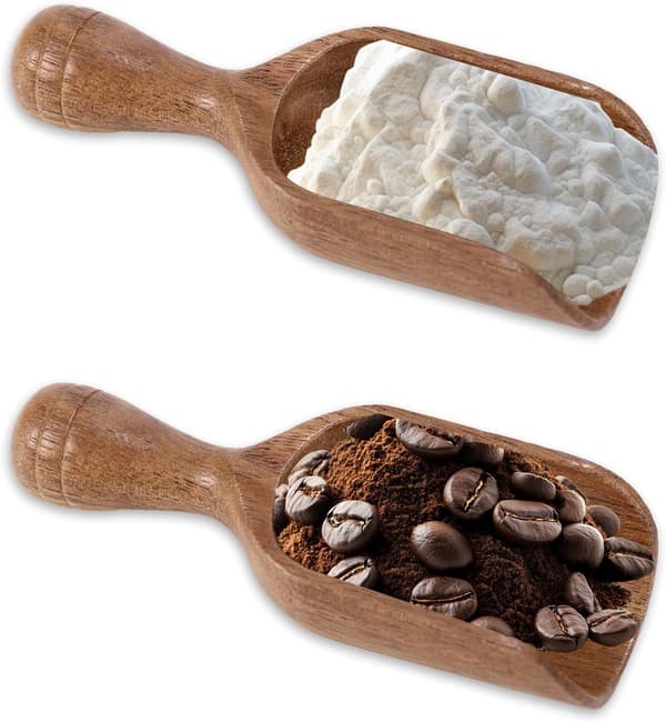 2-pack kaffemått i akaciaträ, miniskedar för burkar, socker och kryddor