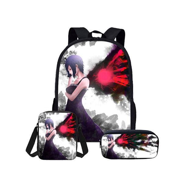 3 st/ set Tokyo Ghoul printed set med case Pennfodral Skolväska Resor Dagsväska Lättviktsbokväskor