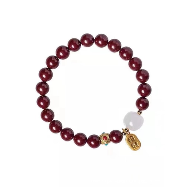 Armband Natural Cinnabar Purple Beads Armband Dam Hetian Jade Armband Smycken Armband