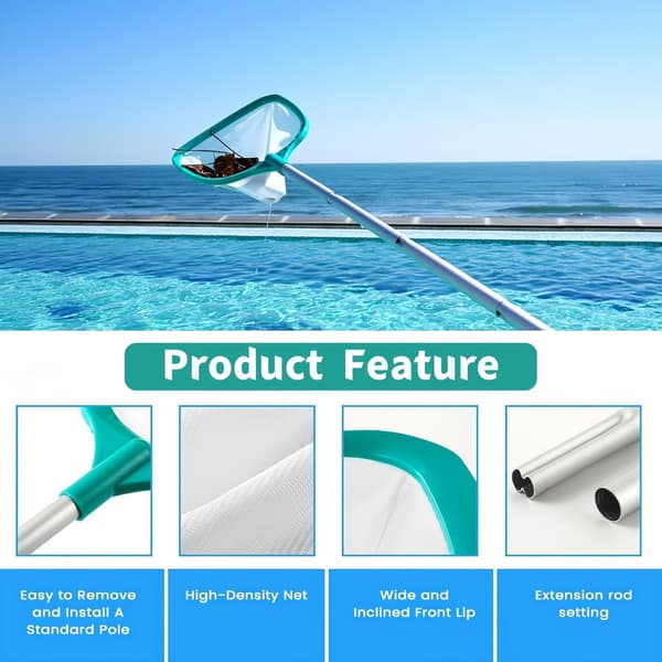 160 cm poolhåv med 4 aluminiumskaft, finmaskig lövhåv för spa