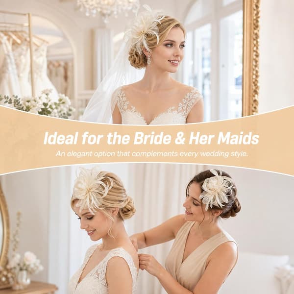 Fjäder-fascinator för kvinnor, brudhårklämma brosch för bröllopsfest