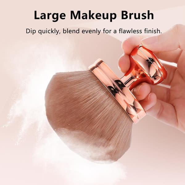 Extra stor kroppssminkborste för bronzer, brun-utan-sol, foundation och puder