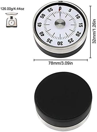 Magnetisk mekanisk kökstimer, 60 minuters visuell nedräkning för matlagning