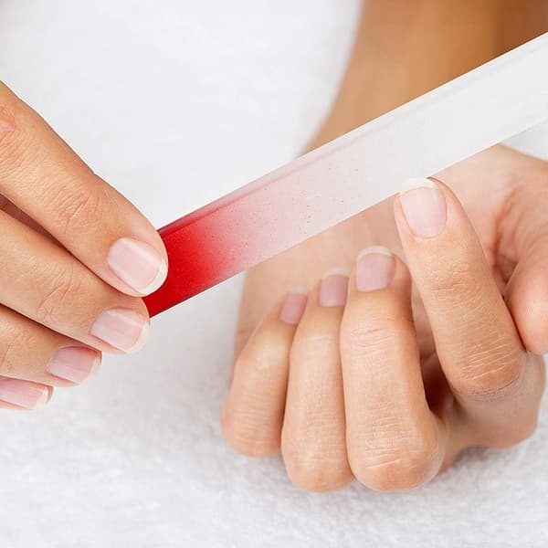4 stk. gradient glasneglefile med etuier, dobbeltsidede manicureværktøjer